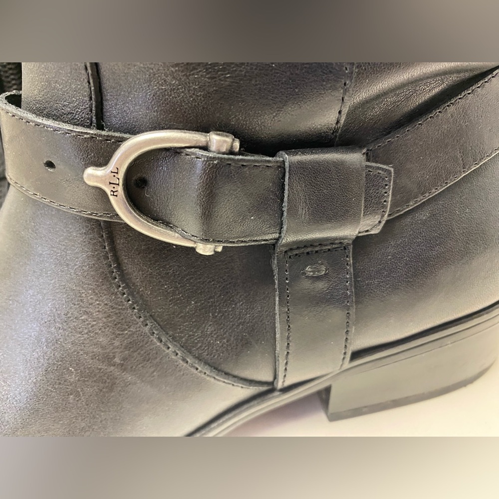 Ralph Lauren Riding Boot Margarite Women's Sz 8 B Black Leather Zip Knee High - Picture 7 of 15